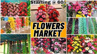 ARTIFICIAL FLOWER DECORATION MARKET IN BHIWANDI  FLOWER MARKET  BHIWANDI DECORATION ITEMS SHOP [upl. by Vatsug121]