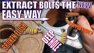 Extract Broken bolts from deep hole NEW easy WAY [upl. by Haneekas540]