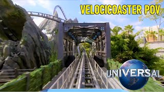 Jurassic World Velocicoaster POV  Universal Studios New Roller Coaster [upl. by Sakiv]