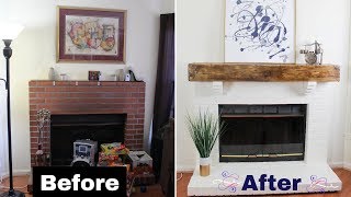 Build a DIY Faux Rustic Beam Mantel  Floating Shelf [upl. by Aisanahta795]