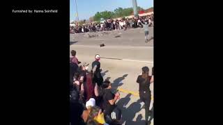 RAW Semi truck drives through crowded I35W during George Floyd protest [upl. by Guyer]