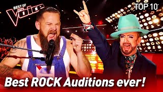 TOP 10  ROCK Blind Auditions that made The Voice coaches go crazy [upl. by Amaerd]