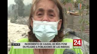 Chosica Incremento de caudal del río Rímac pone en peligro a pobladores de las riberas [upl. by Anitsyrk]