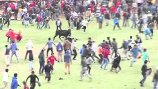 Les spectateurs dune corrida attaqués par un taureau [upl. by Aim]