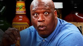 Shaq Makes a Face While Eating Spicy Wings  Hot Ones [upl. by Rediah]