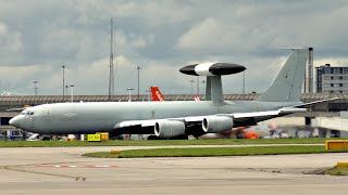 AWACS Boeing E3 Sentry at Manchester Airport  Royal Air Force Military Aircraft  ✈ [upl. by Utley506]