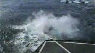 Navy CH46 Helicopter Misses Landing Deck at Sea Crashes [upl. by Nnayllek358]