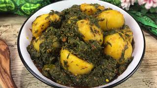 Aloo Palak Recipe • Saag Aloo Recipe • How To Make Spinach And Potato Curry • Indian Spinach Recipe [upl. by Adelheid]