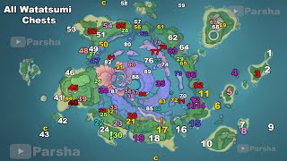 All 92 Watatsumi Island Chests Map  Guide [upl. by Aihseyt]