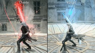 Devil May Cry 5 Vergil Vs Dante  Comparison [upl. by Ahsatniuq]