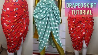 TRENDY DRAPED RUCHED SKIRT TUTORIAL [upl. by Phia]