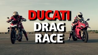 Drag Race Ducati Panigale V4R vs Ducati Streetfighter V4S with Tommy Bridewell [upl. by Tihor]