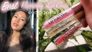 BEST amp WORST PLUMPING LIP GLOSSES  Too Faced Lip Injection Buxom Milani Becca [upl. by Essiralc27]