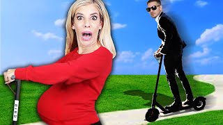 My First Pregnant Scooter Chase for 24 Hours Worst Pregnancy Challenge  Rebecca Zamolo [upl. by Enailil]