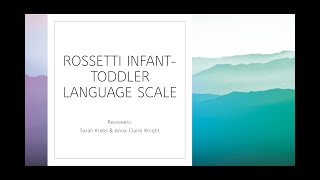 Standardized Assessment Information Rossetti InfantToddler Language Scale [upl. by Barbaresi]