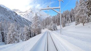 ★ 4K 🇨🇭Samedan  Albulabahn  Chur cab ride after over 1 meter snowfall 122020 [upl. by Archambault14]