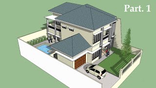 Sketchup tutorial house building Part 1 [upl. by Lily]