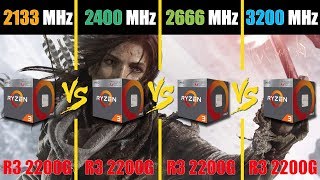 Ryzen 3 2200G APU vs RAM DDR42133 vs 2400 vs 2666 vs 3200 MHz [upl. by Anahsohs]