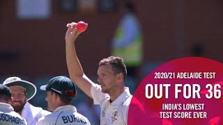 India all out for 36 I Fifth lowest Test score in history I Fox Cricket [upl. by Ttennaj]