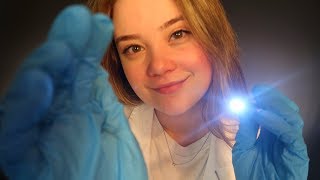 ASMR Up Close FACIAL EXAMINATION Roleplay With 4 Different GLOVES Light Triggers Crinkles [upl. by Farny]