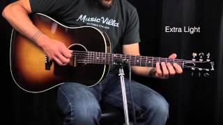 The Ultimate Acoustic String Comparison  Extra Light vs Custom Light vs Light vs Medium [upl. by Latin]