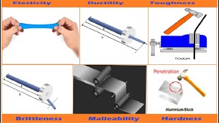 Mechanical properties of materials  Elasticity Ductility Brittleness Malleability Toughness [upl. by Nira]