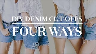 4 Ways to Make DIY Denim Cut Off Shorts [upl. by Atiuqa]