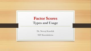 Factor Scores Types and Usage [upl. by Niar]