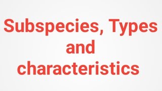 Subspecies Types and characteristics [upl. by Stralka56]