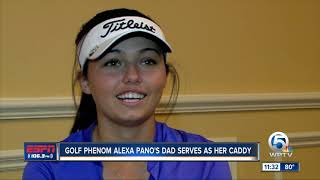 14yearold golf phenom Alexa Panos father serves as her caddy [upl. by Tadich113]