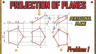 PROJECTION OF PLANESRecreatedLecture 1  Pentagonal Plane with surface amp edge inclined to HP amp VP [upl. by Ym]