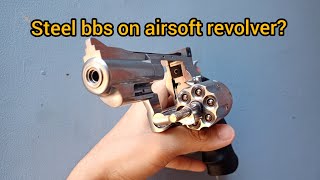 6mm steel bbs on airsoft revolver wingun [upl. by Dymphia]