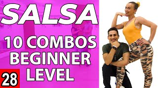 Salsa Tutorial 28 10 beginner salsa patternscombos  by MariusampElena 2020 [upl. by Elata]