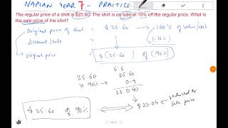 Naplan Math Year 7 and 6  calculating discount using percentages [upl. by Barrow339]