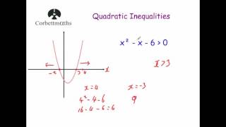 Quadratic Inequalities  Corbettmaths [upl. by Ailhad]