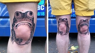 Artist Creates Hilarious Frog Tattoos On Knees [upl. by Yracaz]