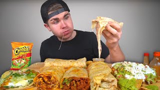 Cheesy Mexican Food Mukbang Round 2 Burritos Loaded Tostada Fish Taco [upl. by Ydahs]