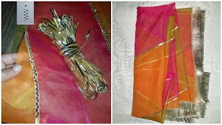 How To Make Designer Dupatta At Home  Organza Dupatta Design  NS Creation [upl. by Paik]