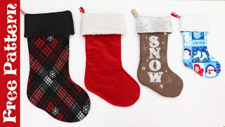 Sew a 15 Minute EASY CHRISTMAS STOCKING  Detailed Instructions  Fully Lined Fold over cuff [upl. by Hahsi712]