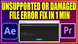 How To Fix Unsupported format  damaged file problem in premiere pro or after effects NINJA BHULLAR [upl. by Gilba]