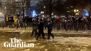 Russia protests police pelted with snowballs in Moscow [upl. by Edme581]