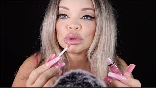 ASMR Lipgloss Application  Pumping  Mouth Sounds [upl. by Yroj]