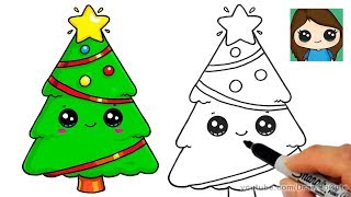 How to Draw a Christmas Tree and Star EASY and Cute [upl. by Leirrad159]