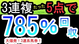 【中央競馬 検証 参考】低投資！3連複たったの5点で785％回収！3連複の爆発力は凄い！ [upl. by Abibah]