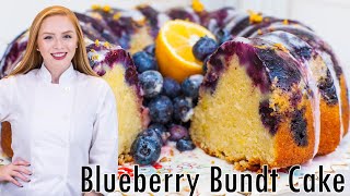 My FAVORITE Blueberry Lemon Bundt Cake Recipe Extra Blueberries [upl. by Aicilet212]