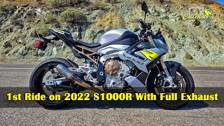 2022 BMW S1000R  First Ride with Full Exhaust [upl. by Elleinnad]