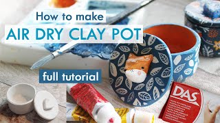 Air Dry Clay  HOW TO MAKE A TRINKET POT amp ILLUSTRATE IT [upl. by Lohse]