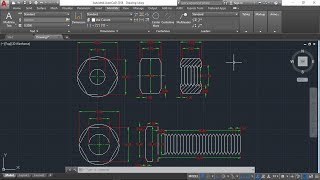 AutoCAD 2D how to draw bolt and nut autoCAD training part1 [upl. by Goodard]