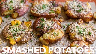 Crispy SMASHED POTATOES  Easy Side Dish [upl. by Nnarefinnej44]