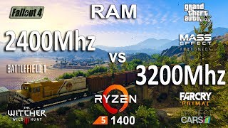 2400Mhz vs 3200Mhz RAM Test in 7 Games Ryzen 1400 [upl. by Hnamik]